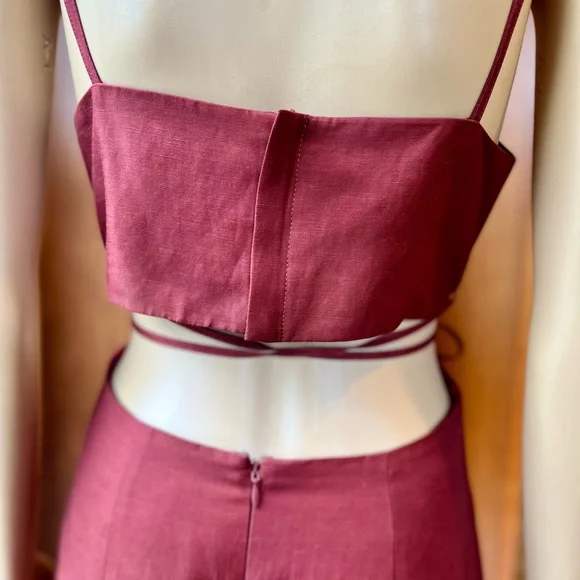 HALSTON NWOT Eli Viscose Linen Blend Brick Dress Size 2 - Picture 9 of 13